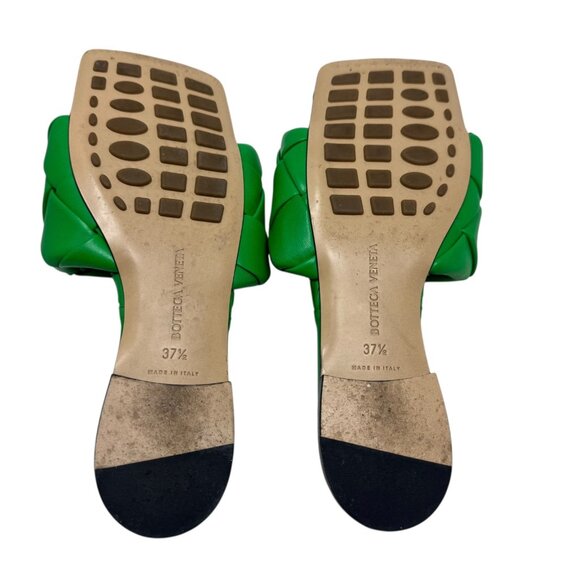 Bottega Veneta Nappa Maxi Intrecciato Lido Flat Sandals Green Size 37.5 7.5 - Picture 11 of 13